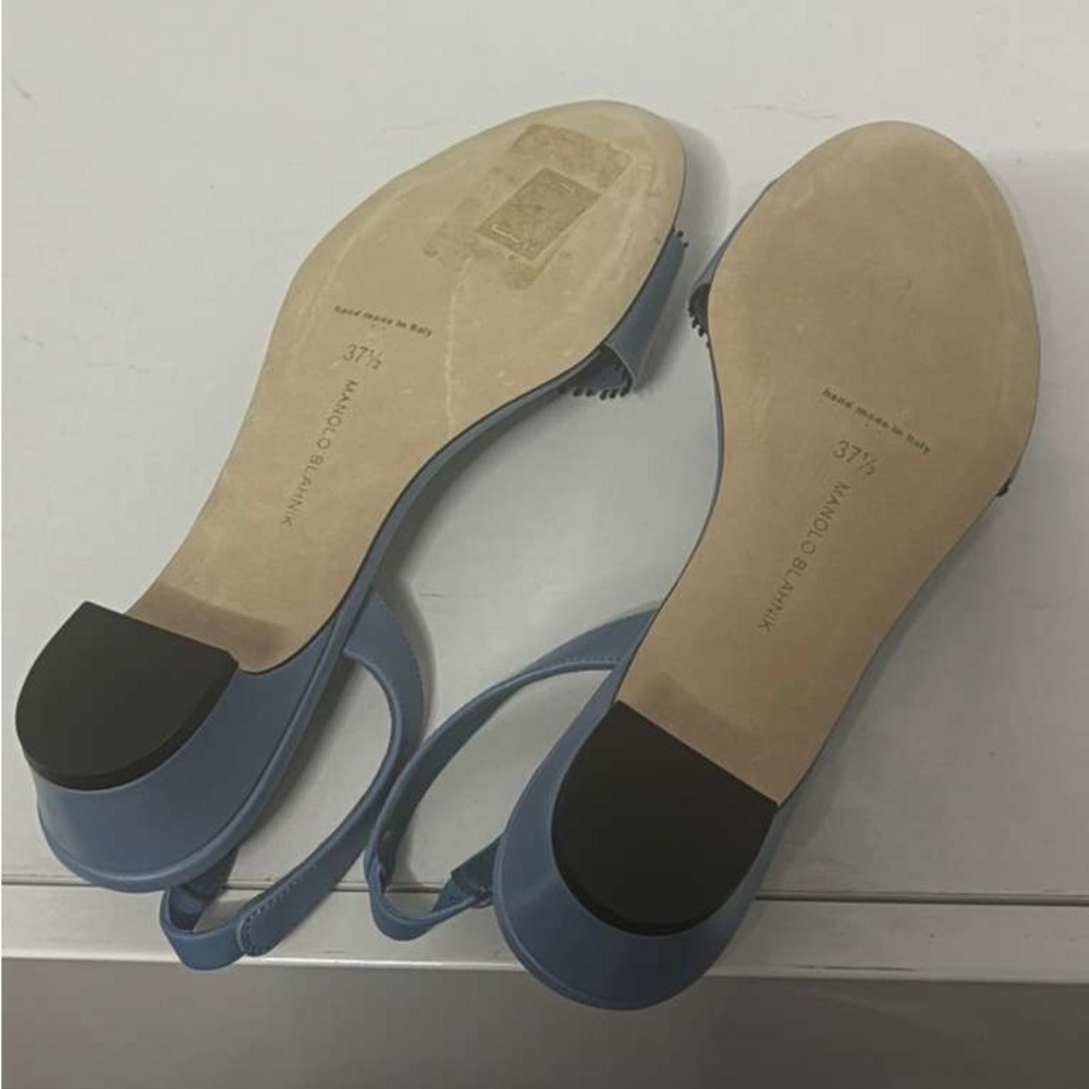 Manolo Blahnik Powder Blue Leather Slingback Sandal - Picture 7 of 7